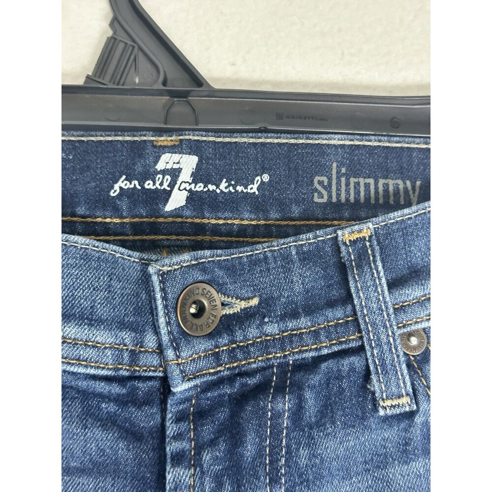7 For All Mankind Jeans Women's 29x32 Slimmy Mid Rise Medium Wash Stretch USA - Picture 2 of 7